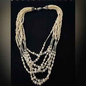 Multi-Strand Vintage Faux Pearl Necklace